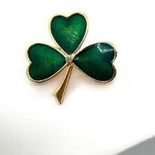 Vintage Signed B.J. 3 Leaf Clover Brooch, a Faux Diamond is in the Center of the Green Enamel Leaves - Etsy