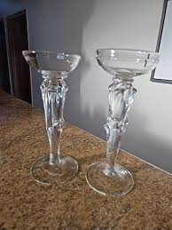 Pair Of 11" Hand Blown Candle Holders Art Glass Pillar Crystal Drip Accents | eBay