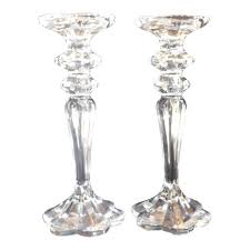 Pair of Large 1980s Crystal Candle Holders | Chairish