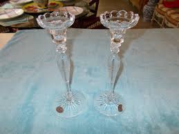 Rogaska "rosemont" 10 3/8" Tall Single Stem Flower Top Crystal Candle Holders - Etsy