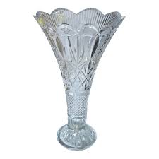Vintage Shannon Cut Glass Crystal Floral Flared Vase | Chairish