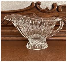 Pattern Glass Pedestal Style Gravy Server. For Sale at Ruby Lane