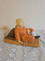 Vintage Cute Monk Sleeping On Mat Figurine Figurine Adorable ...