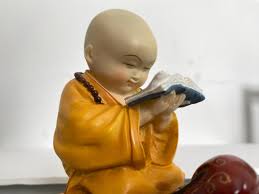 4" Vintage Young Shaolin Monk Reading Book | Young Buddhist ...