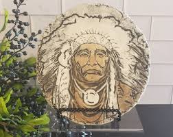 Signed Stan Langtwait Native American Chief Ash Pottery ...