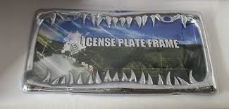 Shark Tooth 3D CHROME METAL LICENSE PLATE FRAME. Fits Car ...