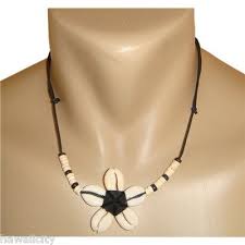 Hawaiian Jewelry Plumeria Flower Cowry Shell Necklace from ...