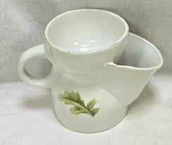 Vintage Ceramic Shaving Scuttle Cup Mug White Pink Roses ...