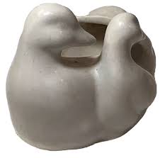 Vintage White Ceramic Two Ducks Miniature Cactus Pot Flowers ...