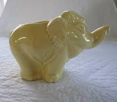 Vintage Yellow Elephant Pottery Planter- Japan ~ 6 5/8" x 5 ...