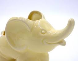 Vintage Yellow Ceramic Elephant Planter - Etsy