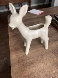 Vintage Christmas Shawnee Pottery White Deer Planter 8 3/4 ...