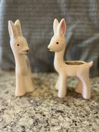 Vintage MCM White Deer Fawns Planters Pair Shawnee Retro ...