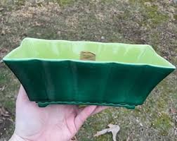 Vintage Bern's of Hollywood Green Pottery Planter - Etsy