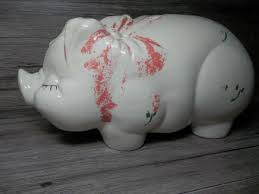 Shawnee smiley pig bank larger size hand painted cold w/ cork | eBay