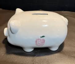 Vintage piggy bank ceramic spongeware apple | eBay