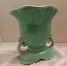 Vintage Weller USA Floral Cameo Design Art Pottery Vase Aqua Or Sea Glass Blue | eBay