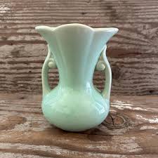 Vintage Shawnee USA Vase Double Handle USA Green Ceramic - Etsy