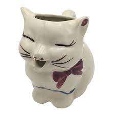 Vintage Shawnee Pottery Puss n Boots Creamer Pitcher Vase Cat Kitten Handle USA | eBay