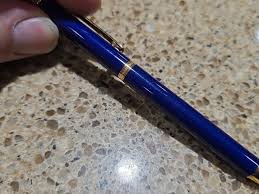 Vintage MUST de CARTIER Trinity BLUE LACQUER Ballpoint Pen 18k | eBay