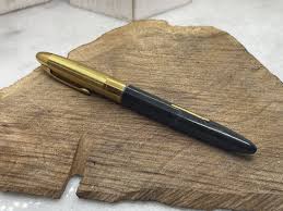 Vintage SHEAFFER FINELINE Fountain Pen: Gold, Black Plastic ...