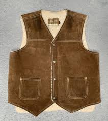 Vintage Sears Suede Sherpa Shearling Lined Snap Button Vest ...