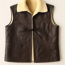 Men's Vintage Shearling Leather Vest: Sleeveless Aviator ...