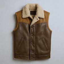Men's Western Sheepskin Leather Vest: Faux Fur Lined - Etsy
