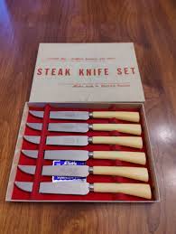 Vintage Set of 6 Stainless Steel Steak Knife Set with ...