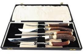 Antique Sheffield Antler Carving Set Original Box