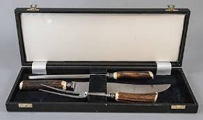 Antler Handle Cutlery Genuine Stag Horn Carving Set 3-Piece ...