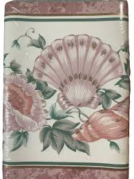 Vintage Beach SEASHELLS Wall Border Pink Gold Green Self Stick 5 Yards 15' X 7” | eBay