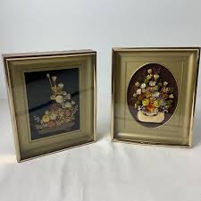 VTG Amar Original Dried Flowers In Metal Small Frame Set Of ...