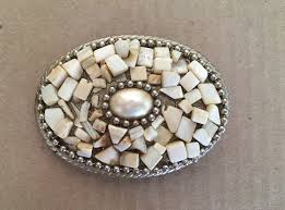 Belt Buckle Shell Stone Gem Pieces Vintage | eBay