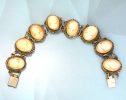Antique Hand Carved Shell Cameo Link Bracelet by Giuseppe Mandile Italy - Etsy UK