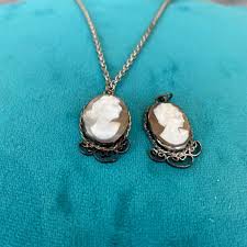Vintage cameo necklace two pendants 18 inch | eBay