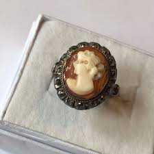 VINTAGE ART DECO STERLING SILVER SHELL CAMEO RING SIZE 6.25 | eBay