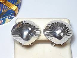 Estate Polished Puffed Sterling Silver Sea Shell Clip on Earrings #18420 - Etsy