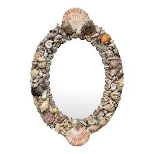 Vintage Palm Beach Regency Oval Shell Encrusted Wall Mirror ...