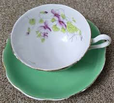 Royal Albert Crown China England Green White Floral Teacup and Saucer READ | eBay