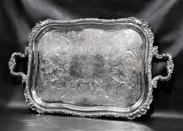 Large Antique Silver Plated Serving Tray with Floral Decoration at 1stDibs | antique silver serving tray, sterling silver serving tray, silver serving tray antique