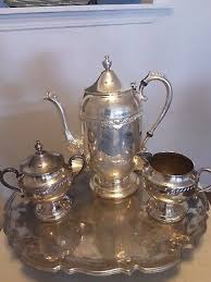 Sheridan Silver Plated MCM Silver on Copper Tea Set w/ Unmarked Footed Tray | eBay