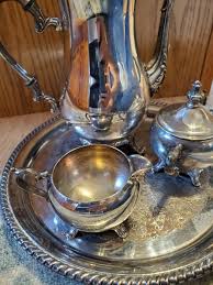 International Silver Plated Coffee Tea Service Set, Vtg Pot, Creamer, Sugar,Tray | eBay.de
