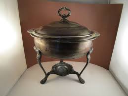 Vintage Fire King Clear Glass Silver Plate Chafing Buffet ...