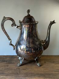 9½" Leonard Silver Plated Ornate Coffee Tea Pot, Hinged Lid