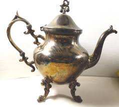 Antique Vintage silver plate teapot berry top figural footed ...