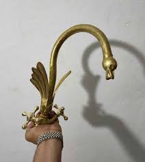 Unlacquered Brass Bathroom Faucet, Single Hole Swan Faucet ...