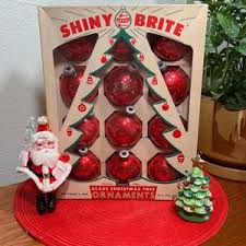 Vintage Christmas Ornament off White Red Glitter Grapes Glass Round Made in USA Christmas Ornament Box 134-1 - Etsy