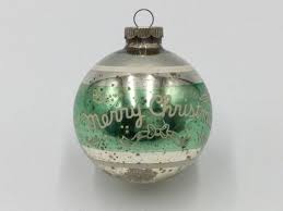 VINTAGE SHINY BRITE ORNAMENT STENCILED MERCURY GLASS MERRY ...