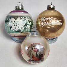 Vintage USA Shiny Brite Glass Christmas Tree Balls Gold ...